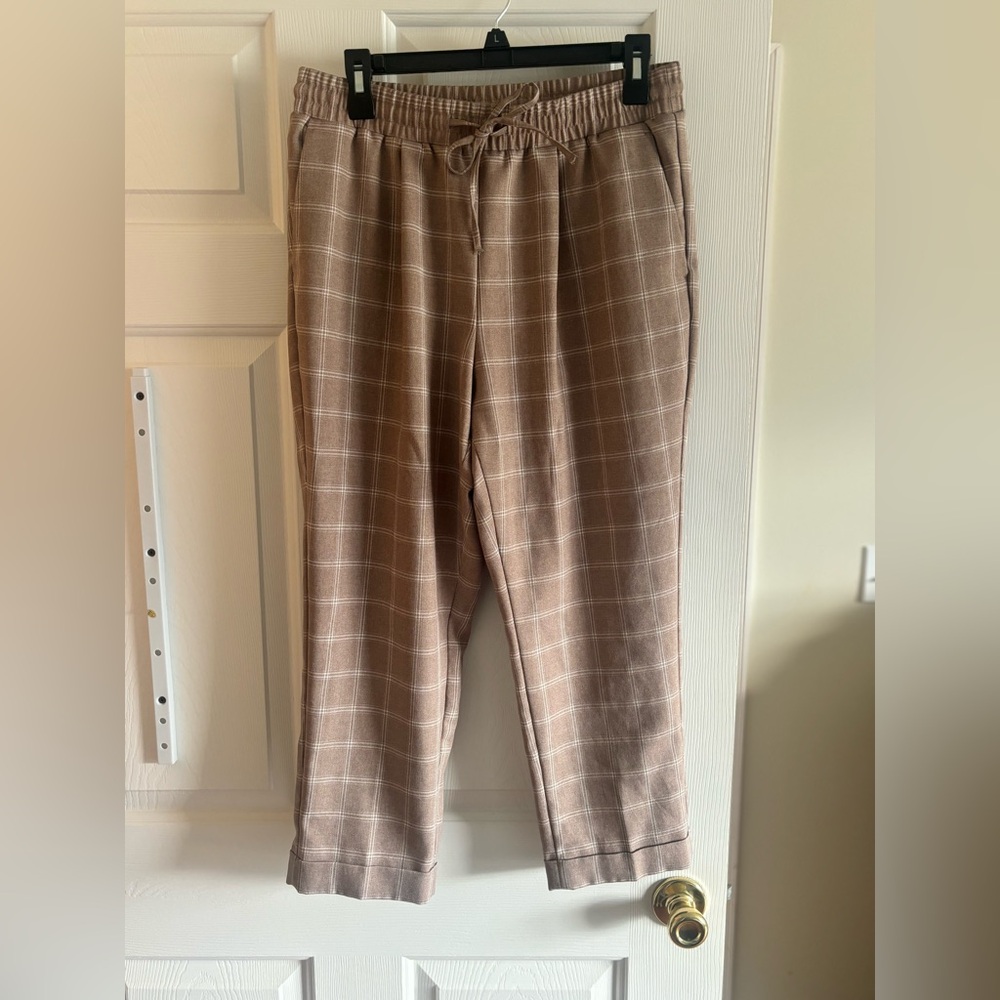 Ann Taylor Men's Tan Plaid Joggers